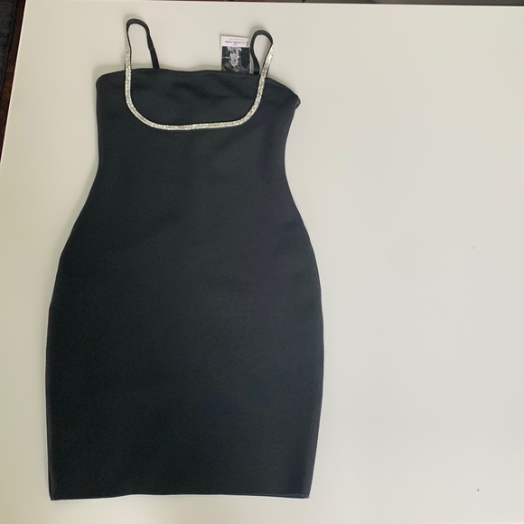 Luxedress (Luxedress.com) black minidress with rhinestone trim, size small. - Picture 2 of 10